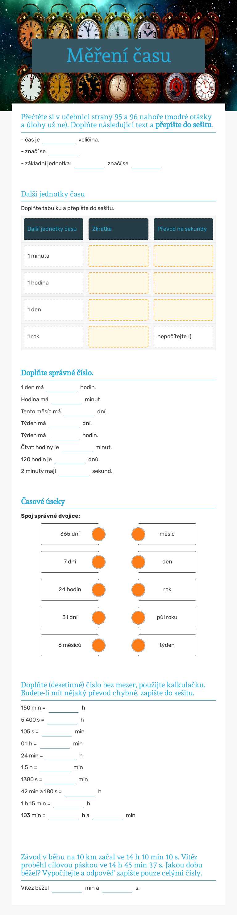 Měření času worksheet preview image