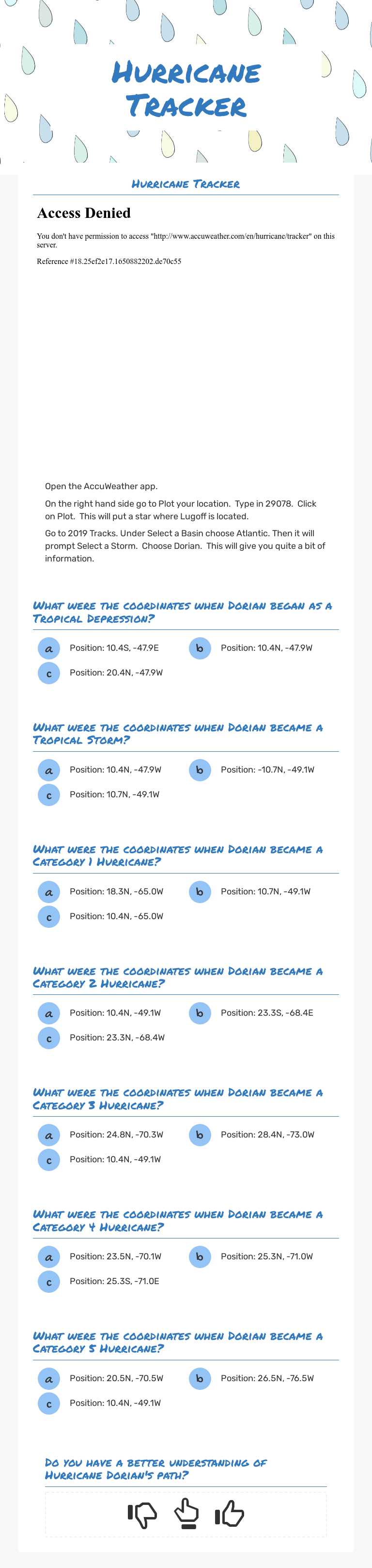 Hurricane Tracker worksheet preview image