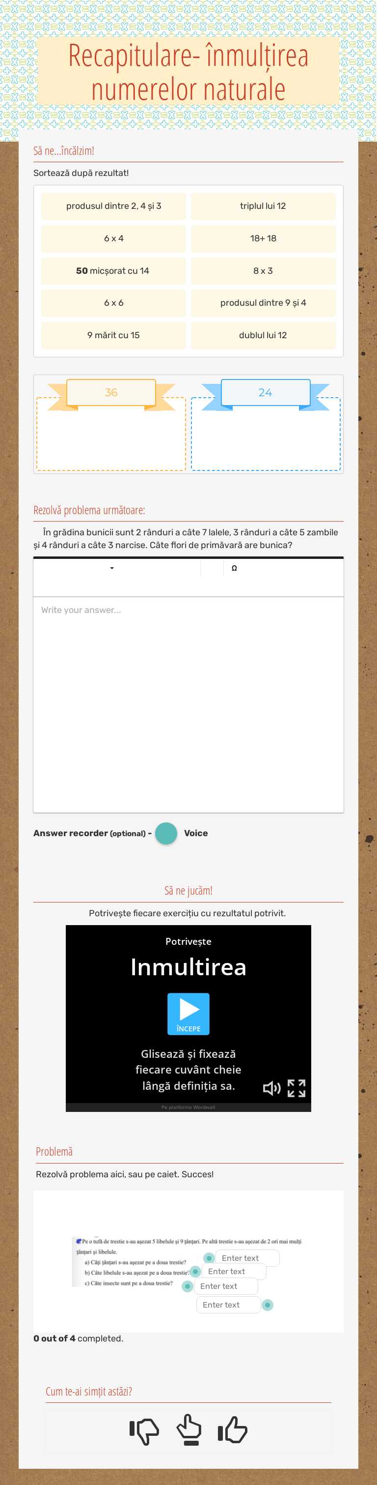 Recapitulare- înmulțirea numerelor naturale worksheet preview image