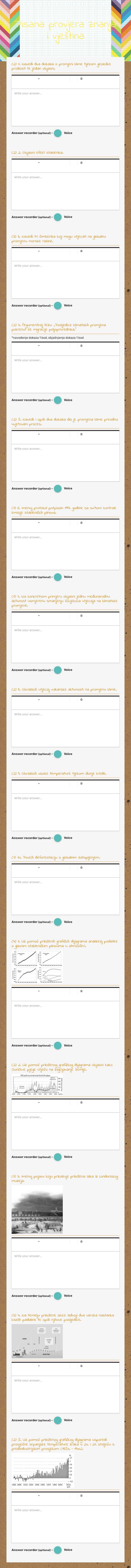 Pisana provjera znanja i vještina worksheet preview image