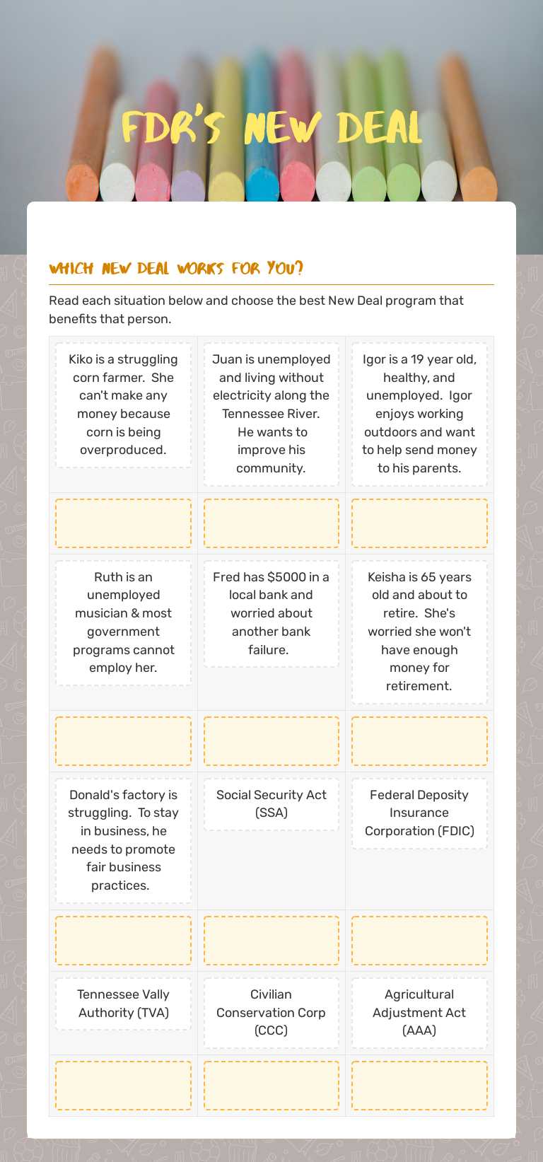 FDR's New Deal worksheet preview image