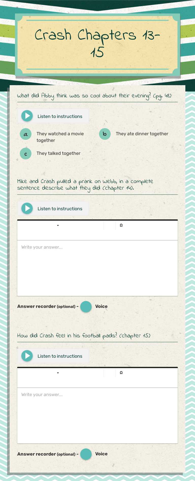 Crash 
Chapters 13-15 worksheet preview image