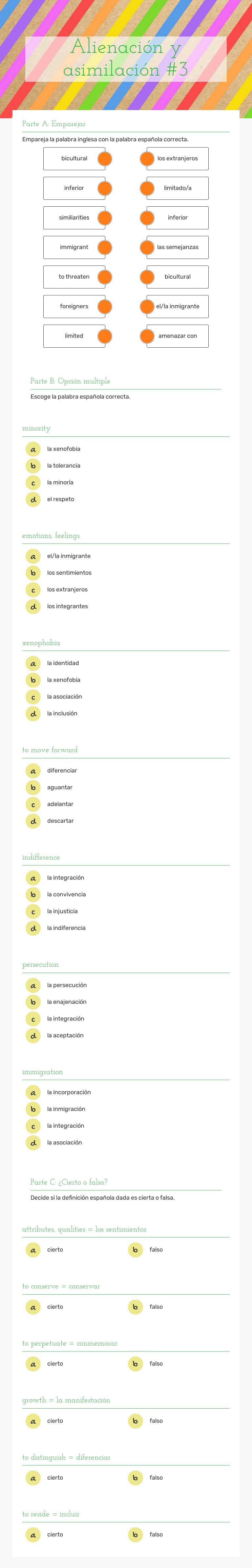 Alienación y asimilación #3 worksheet preview image