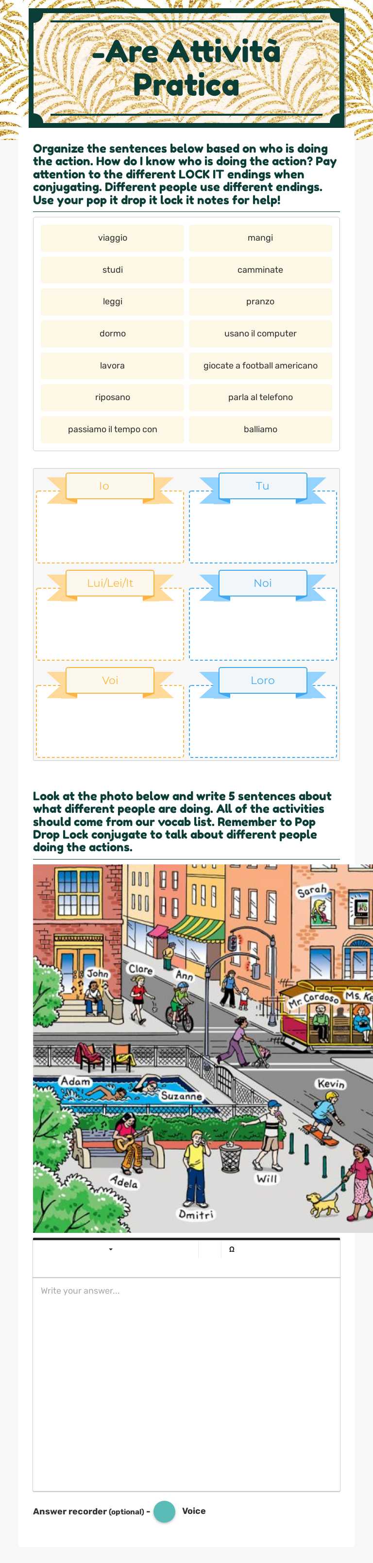 -Are Attività Pratica worksheet preview image