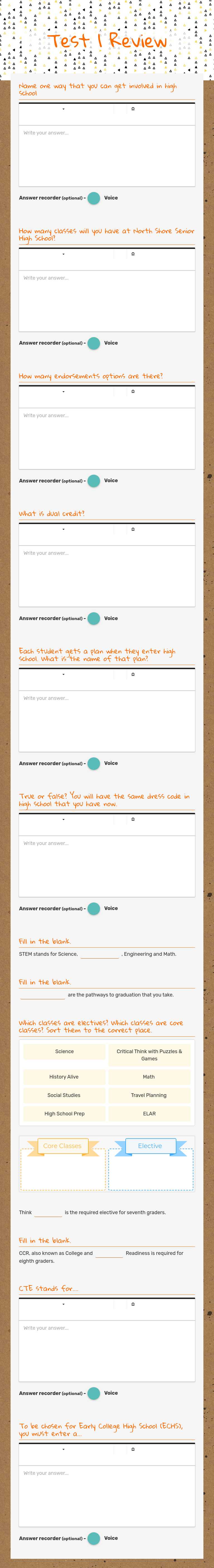 Test 1 Review worksheet preview image