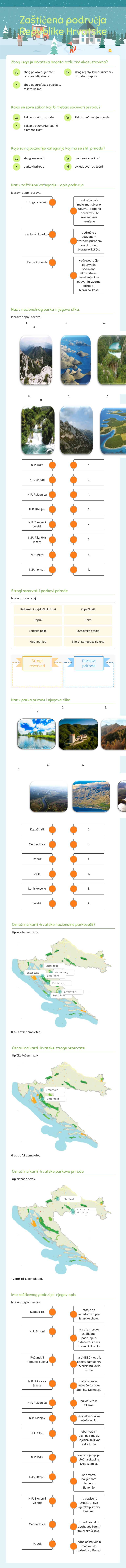 Zaštićena područja Republike Hrvatske worksheet preview image