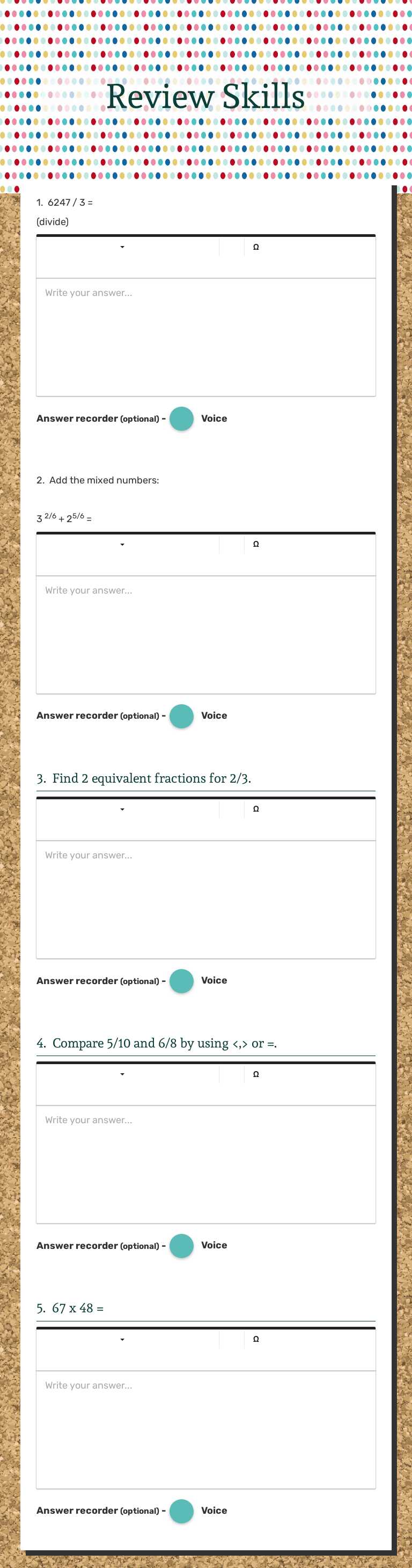 Review Skills worksheet preview image