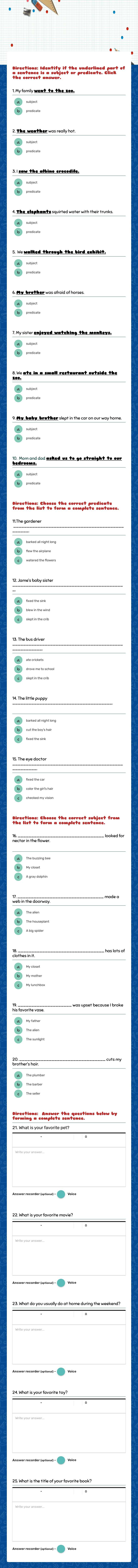 Subject and Predicate
(FA #2) Grade 2 worksheet preview