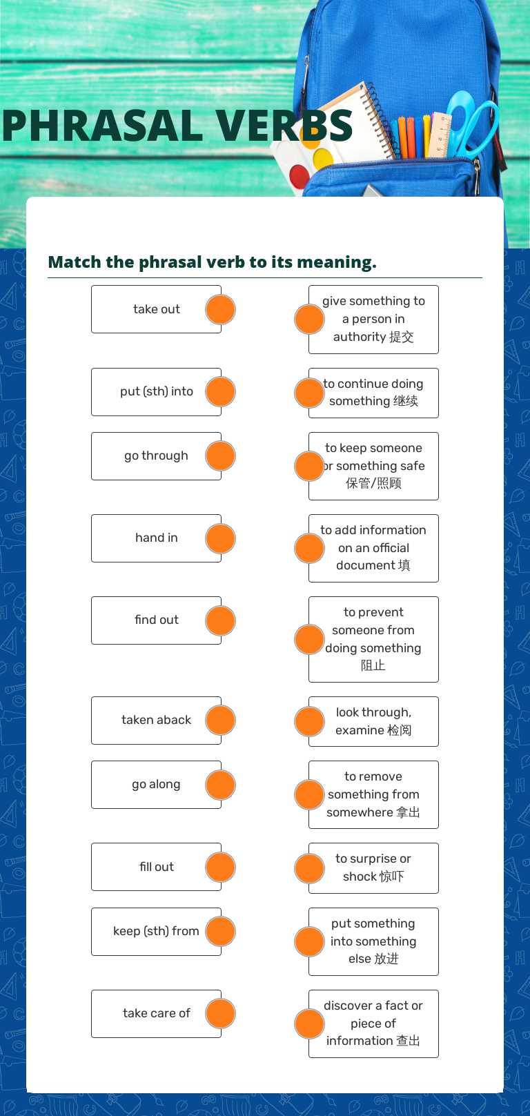 PHRASAL VERBS worksheet preview image
