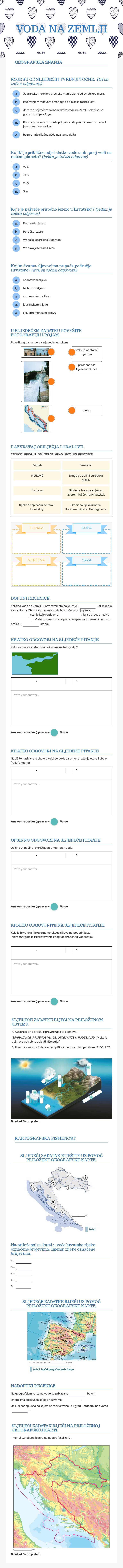 VODA NA ZEMLJI worksheet preview image