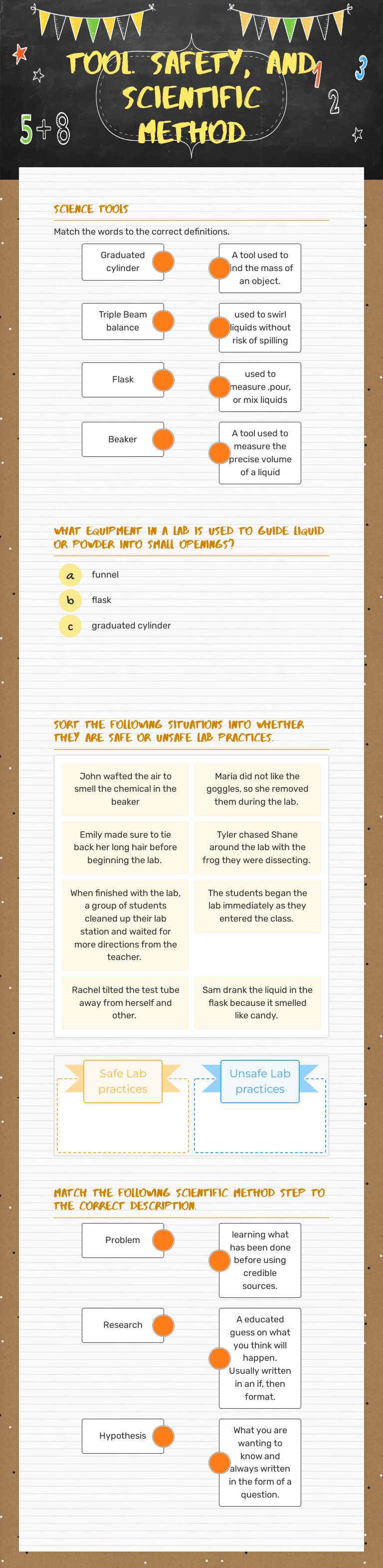 Tool. Safety, and  Scientific Method Grade 6 worksheet preview