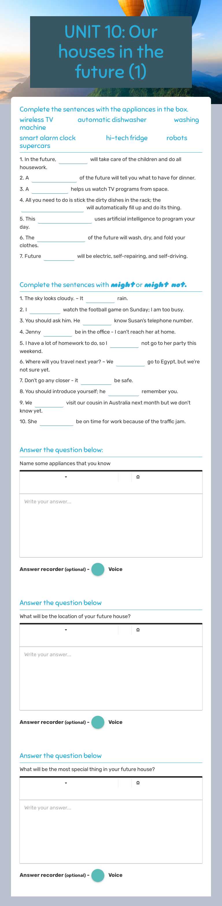 UNIT 10: Our houses in the future (1) worksheet preview image