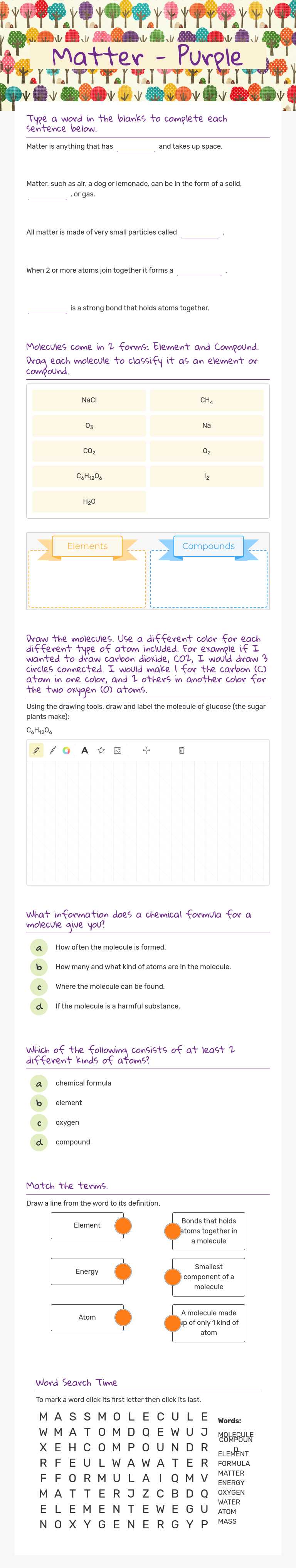 Matter - Purple worksheet preview image