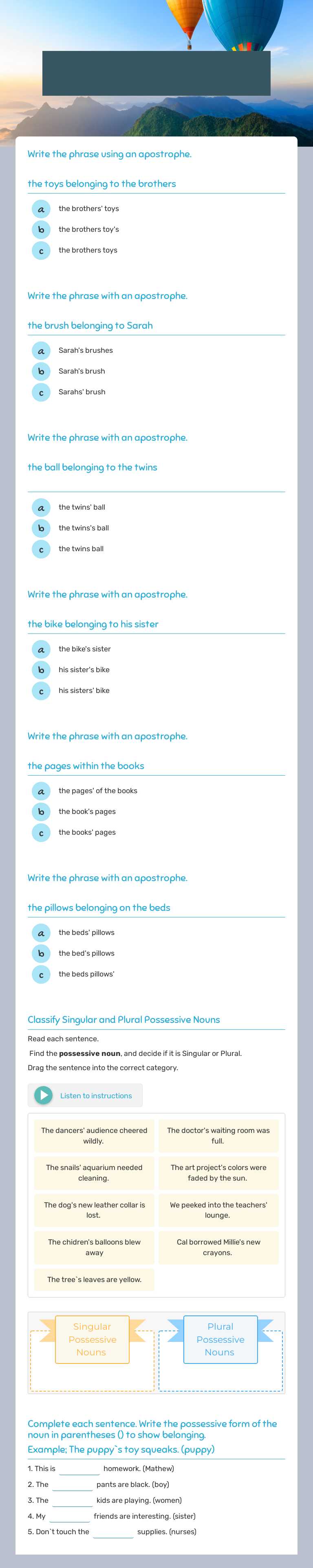 `s genitive worksheet preview image