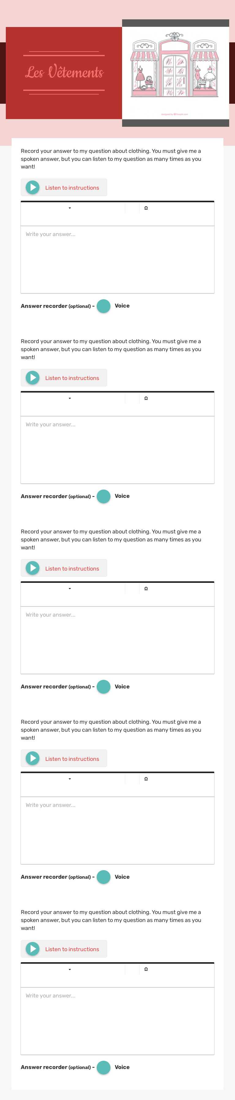 Les Vêtements worksheet preview image