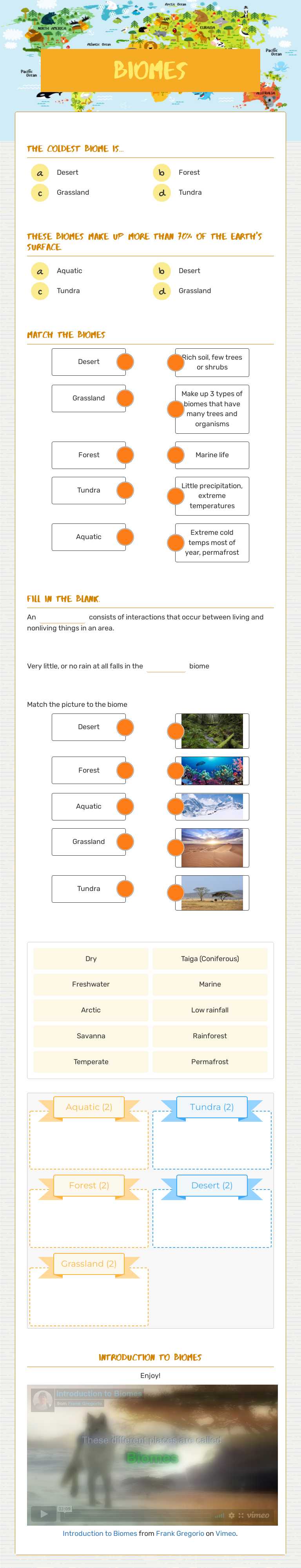 Biomes worksheet preview image