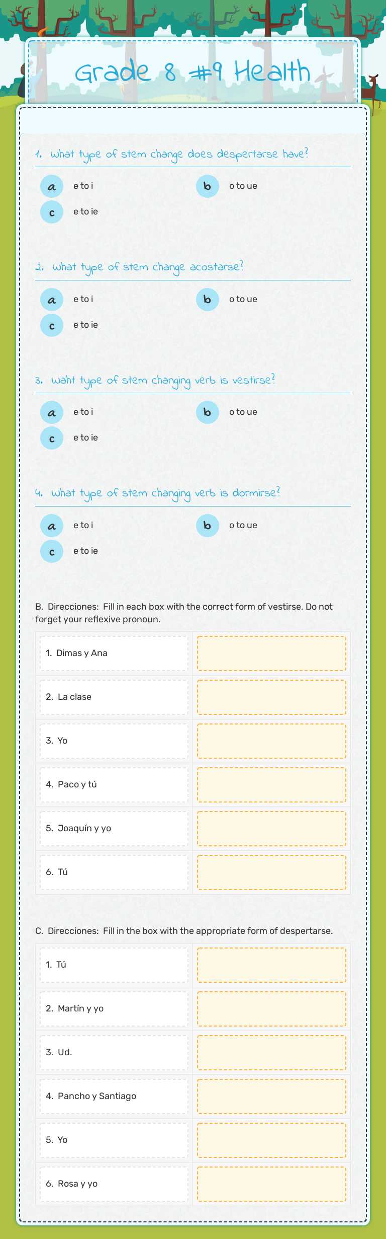 Grade 8 #9 Health Grade 8 worksheet preview