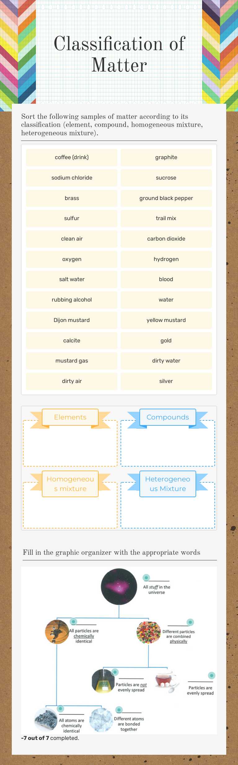 Master matter classification! Sort elements, compounds, and mixtures ...