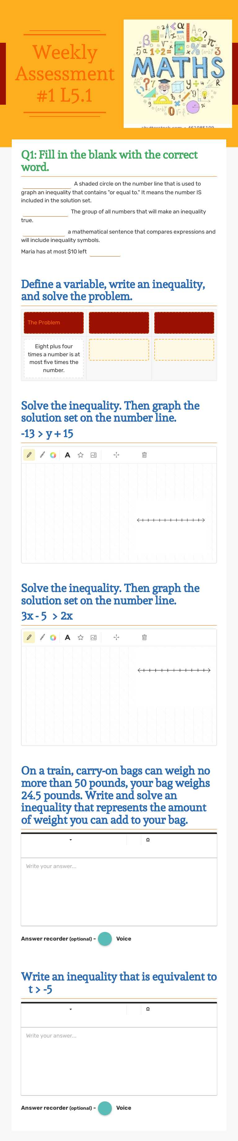 Weekly Assessment #1 L5.1 Grade 9 worksheet preview