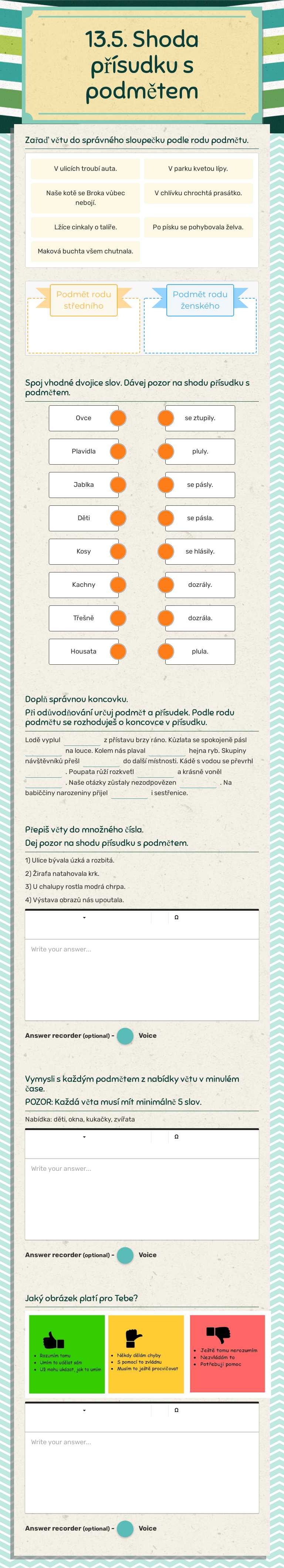 13.5. Shoda přísudku s podmětem worksheet preview image