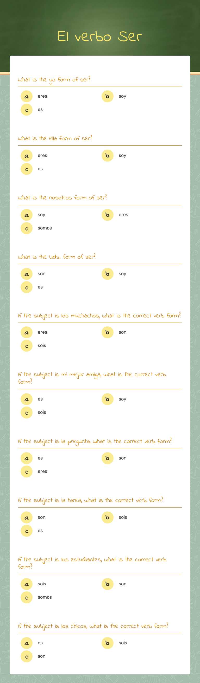 El verbo Ser worksheet preview image