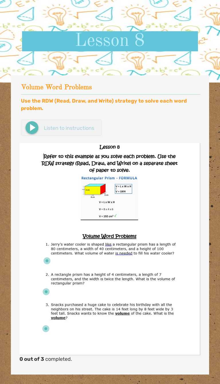Lesson 8 worksheet preview image