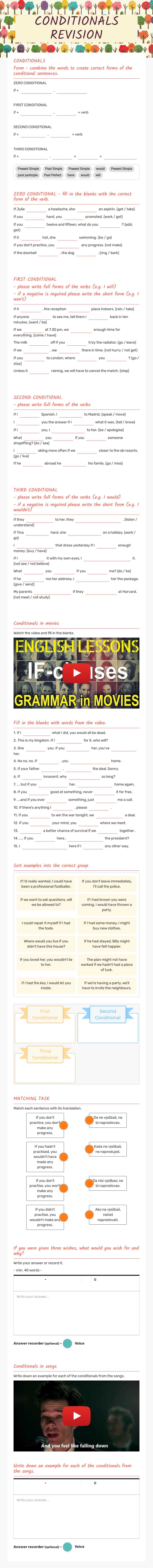 CONDITIONALS REVISION worksheet preview image