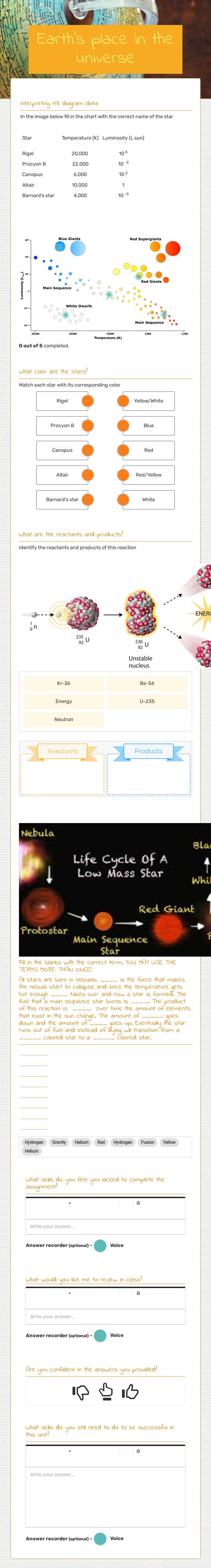 Earth's place in the universe worksheet preview image