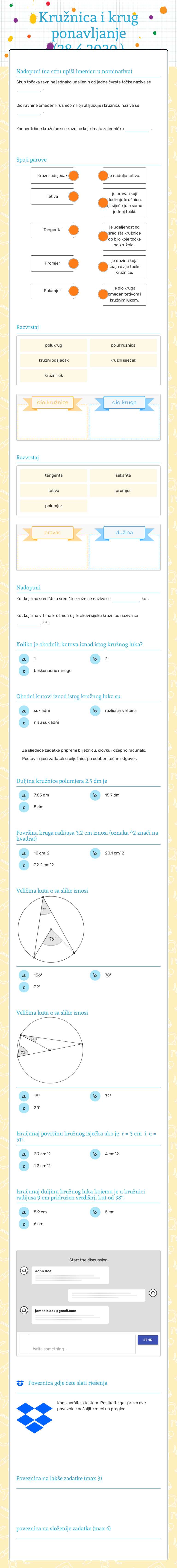 Kružnica i krug
ponavljanje (28.4.2020.) worksheet preview image