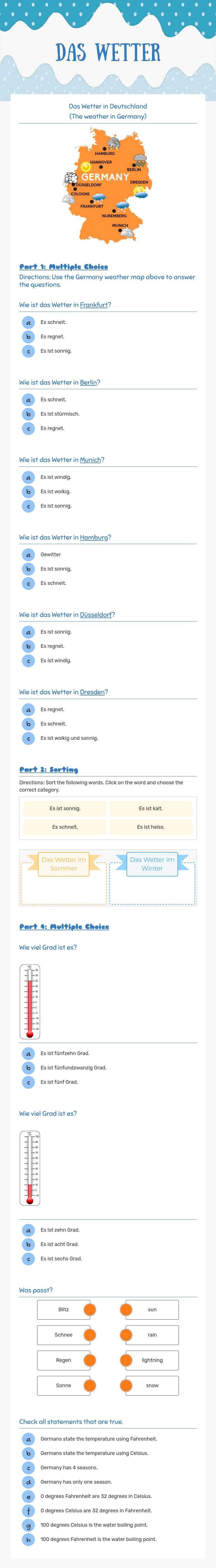 Das Wetter worksheet preview image