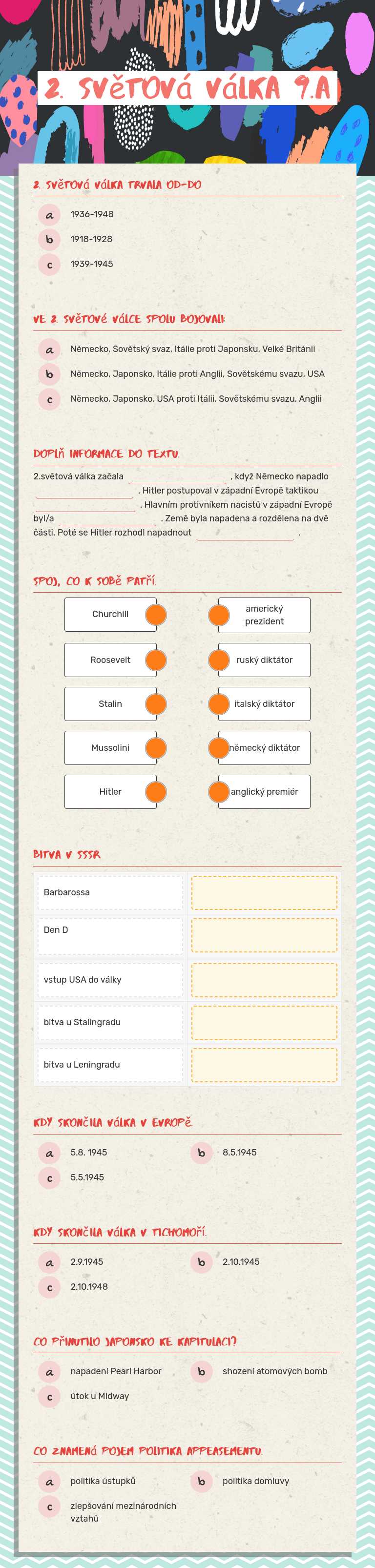 2. světová válka  9.A worksheet preview image