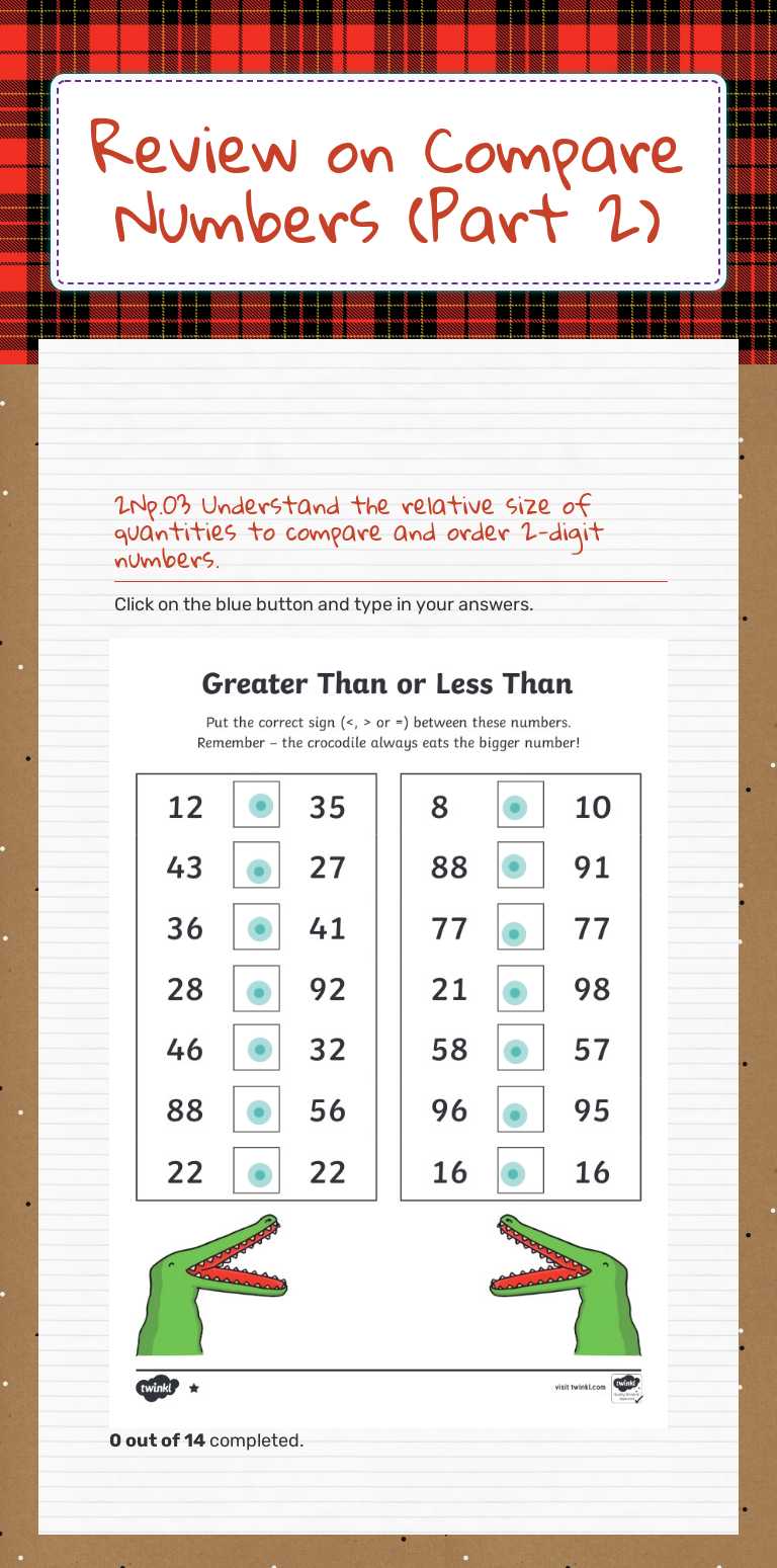 Review on Compare Numbers (Part 2) worksheet preview image