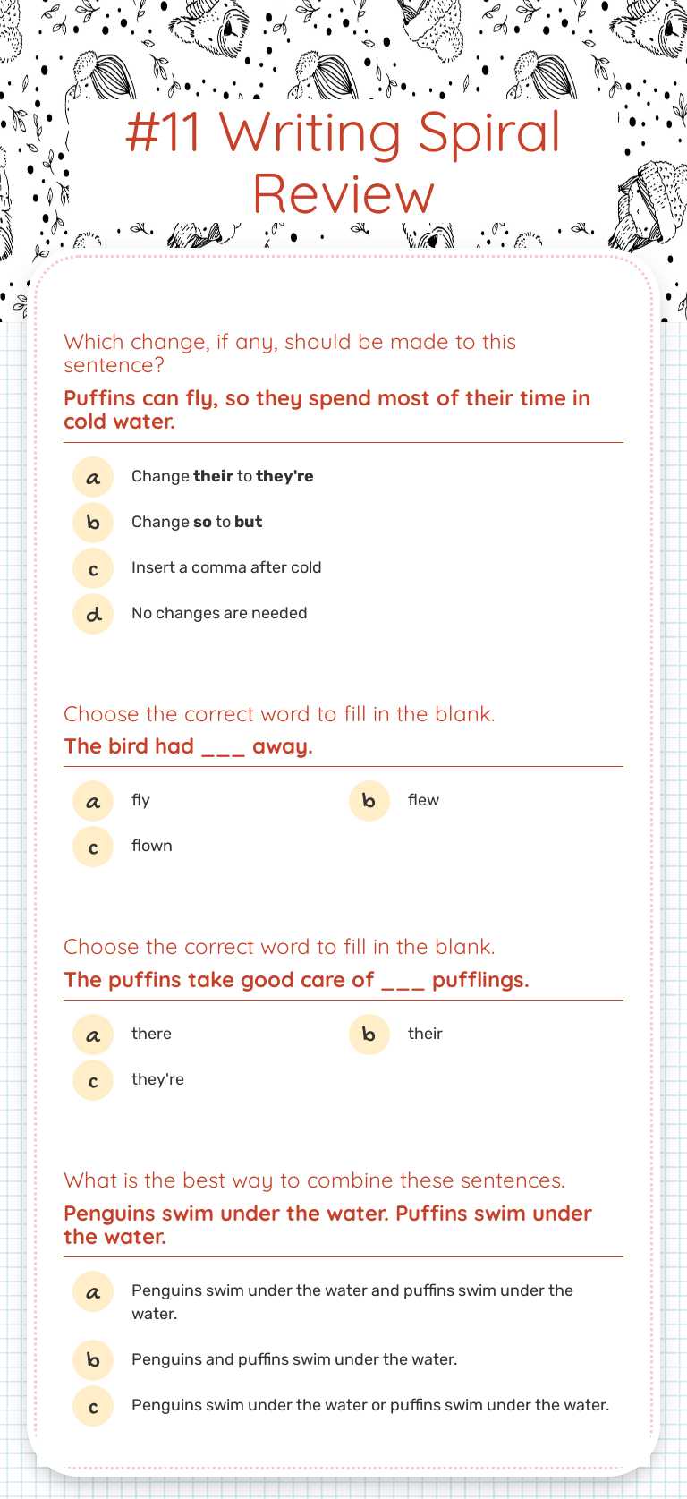 #11 Writing Spiral Review Grade 3 worksheet preview