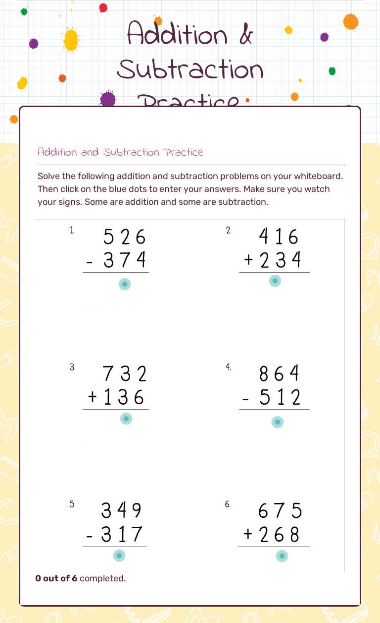 Addition & Subtraction Practice Grade 3 worksheet preview