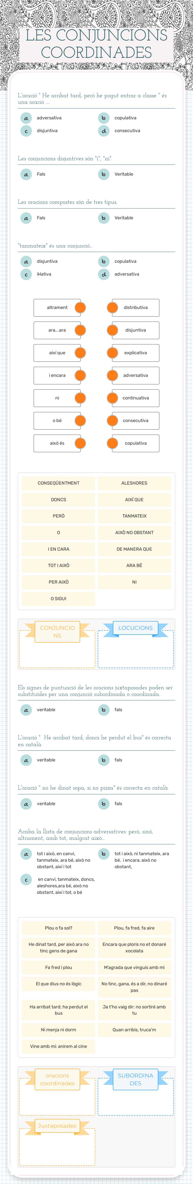 LES CONJUNCIONS COORDINADES worksheet preview image