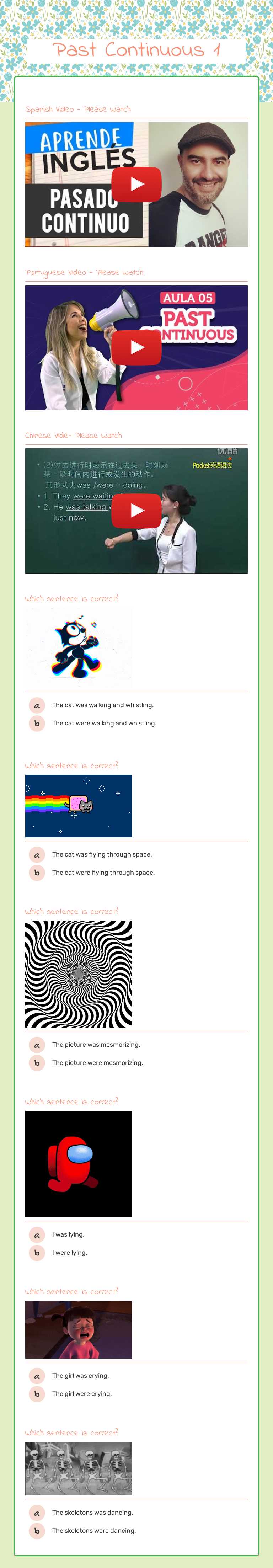 Past Continuous 1 worksheet preview image