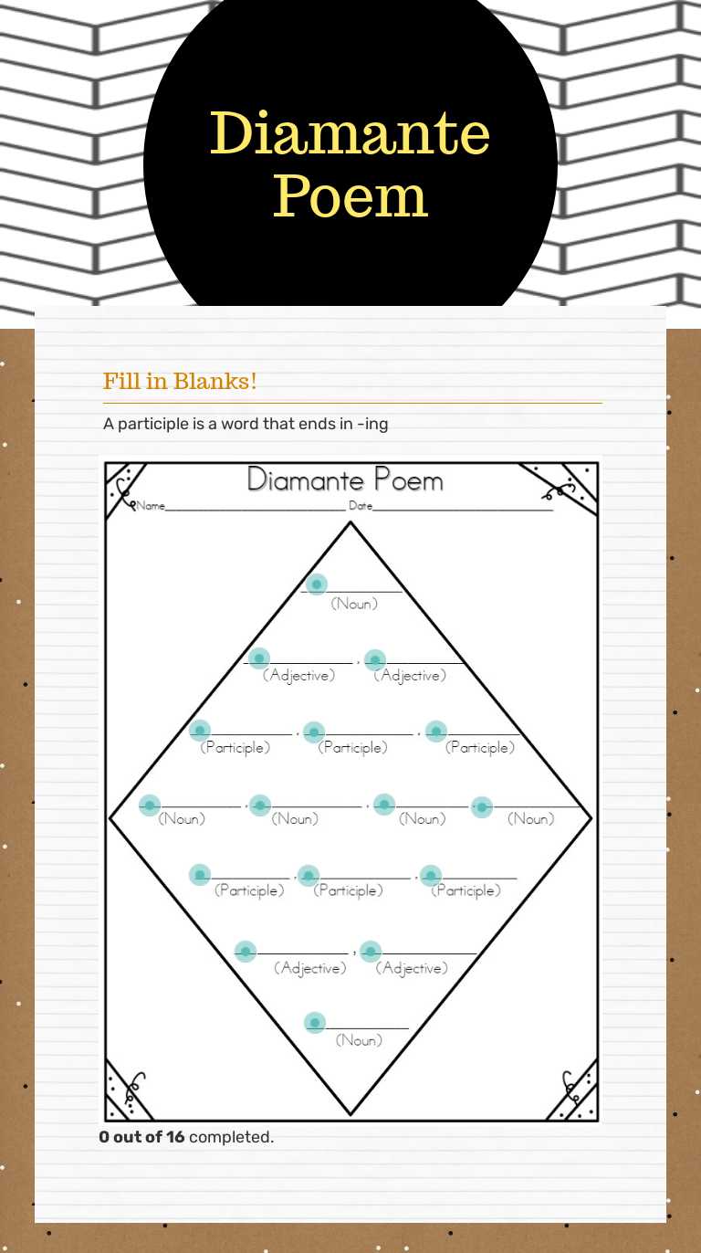 Diamante Poem Grade 2 worksheet preview