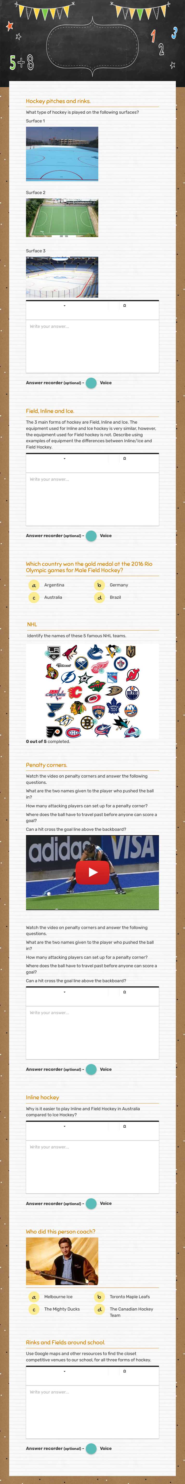 Hockey time worksheet preview image