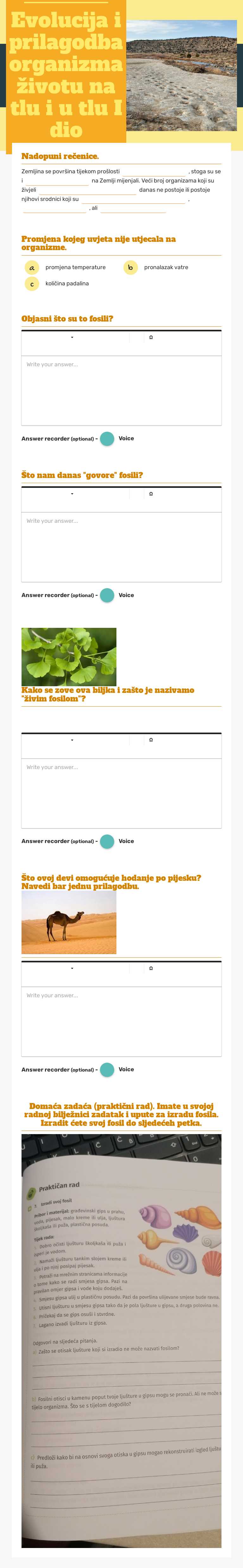 Evolucija i prilagodba organizma životu na tlu i u tlu I dio worksheet preview image
