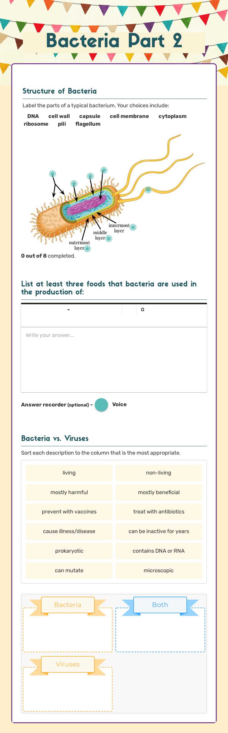 Bacteria Part 2 Grade 7 worksheet preview
