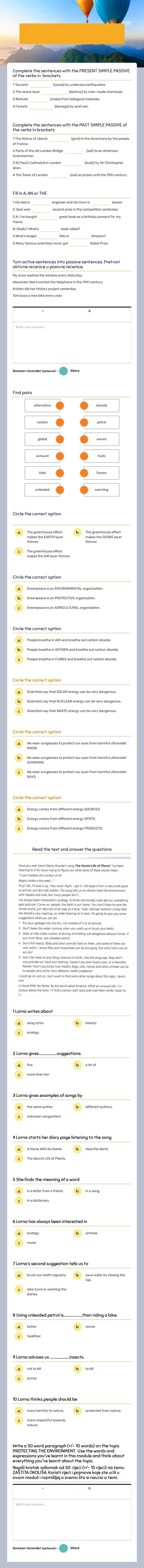 8TH GRADE: PROGRESS TEST MODULE 5 Grade 8 worksheet preview