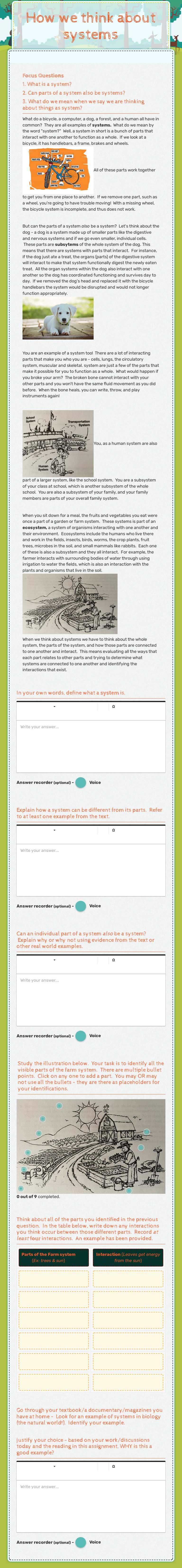 How we think about systems worksheet preview image