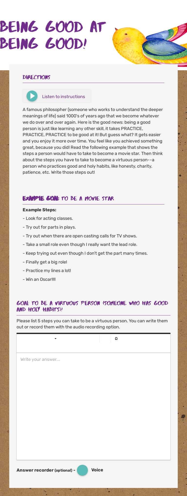 Being Good           at Being GOod! worksheet preview image