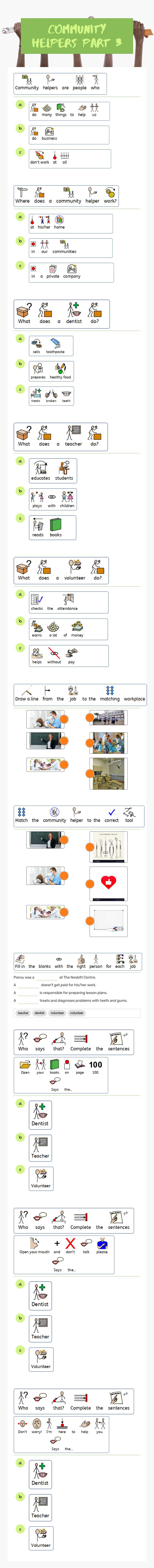 Community helpers part 3 Preschool worksheet preview