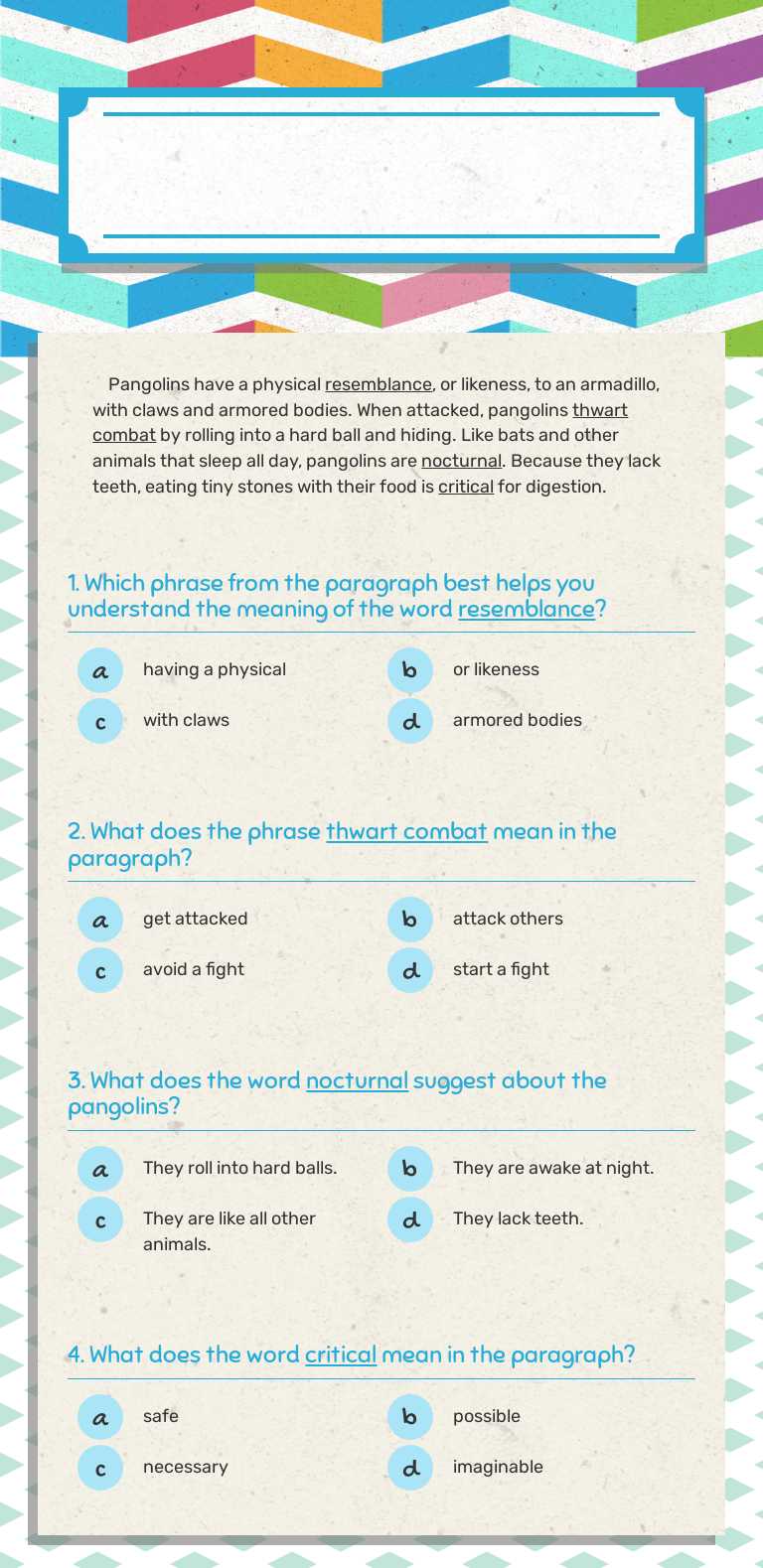 Using Context Clues worksheet preview image