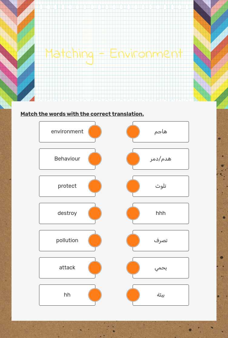 Matching - Environment worksheet preview image