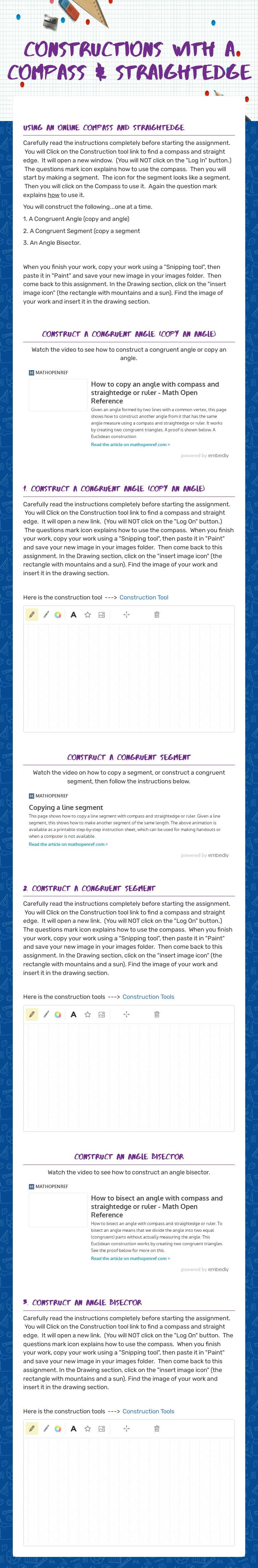 Constructions with a Compass & Straightedge worksheet preview image