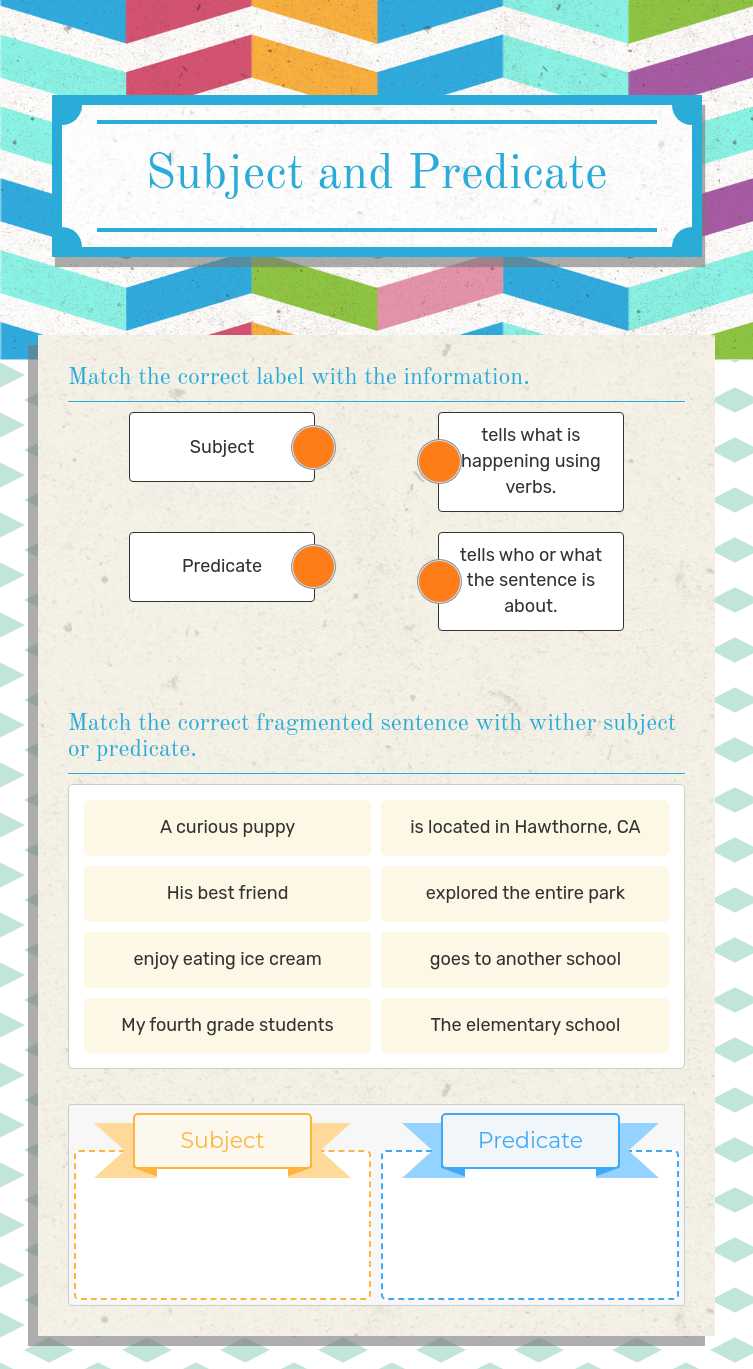 Subject and Predicate worksheet preview image