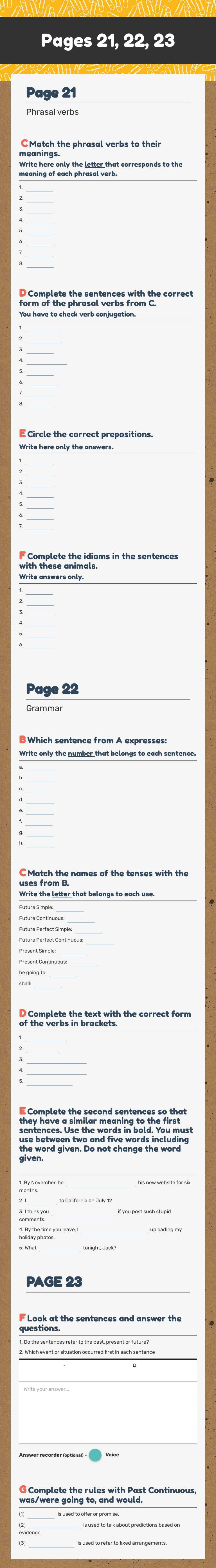 Pages 21, 22, 23 Other worksheet preview