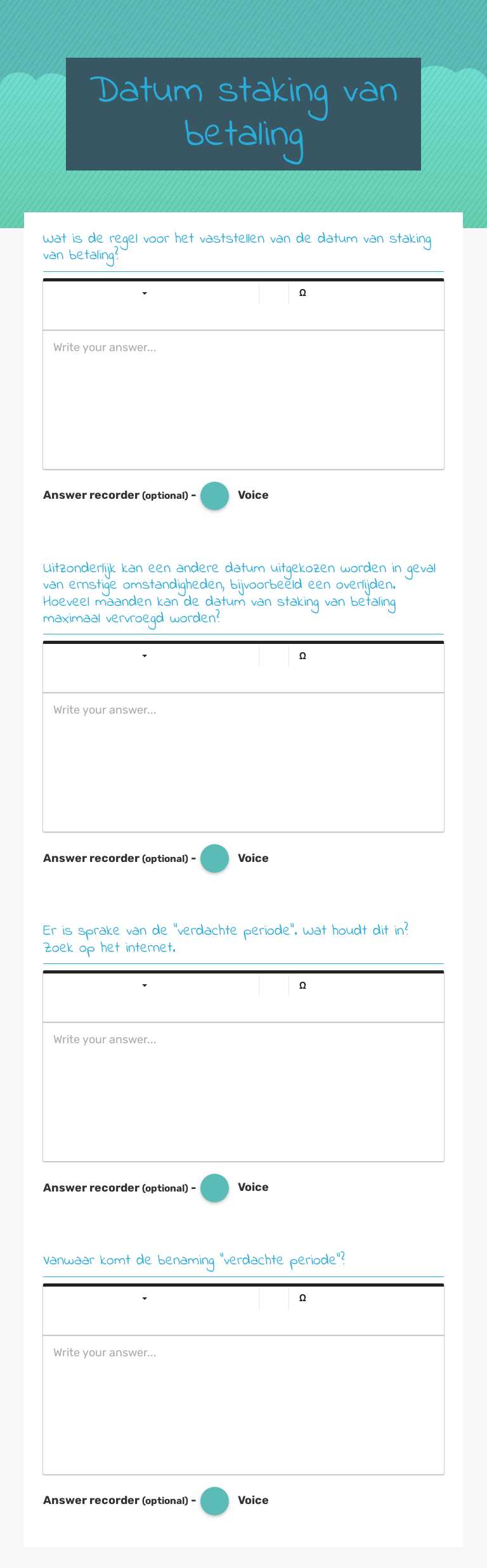 Datum staking van betaling Other worksheet preview